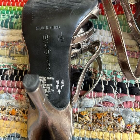 American Eagle Outfitters Silver Heels with Elegant Floral Design - Picture 6 of 15